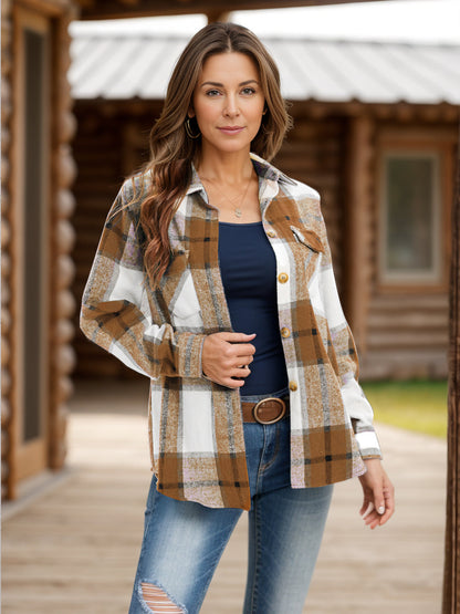 Plaid Shacket with Pockets and Collar