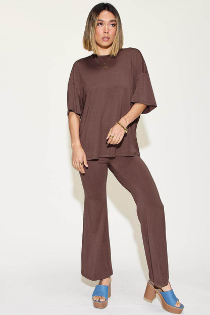 Basic Bae Full Size Bamboo Drop Shoulder T-Shirt Set