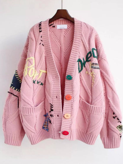 Cable Knit Button Up Cardigan