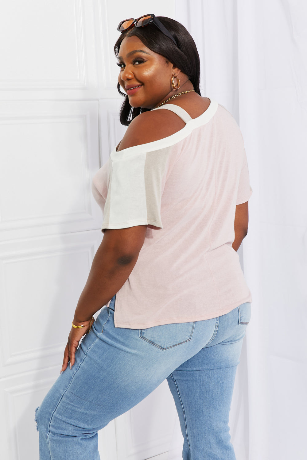 One-Shoulder Cold-Shoulder Tee with Side Slits