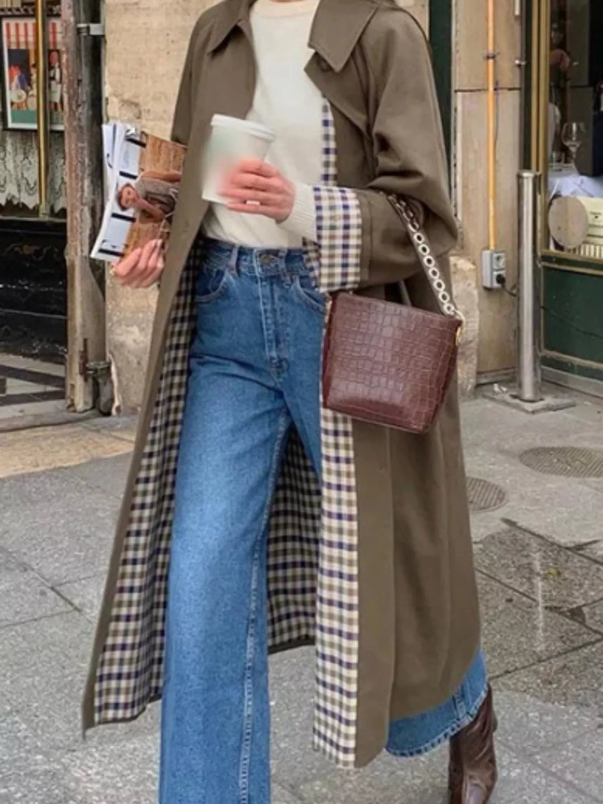 Button Up Raglan Sleeve Trench Coat