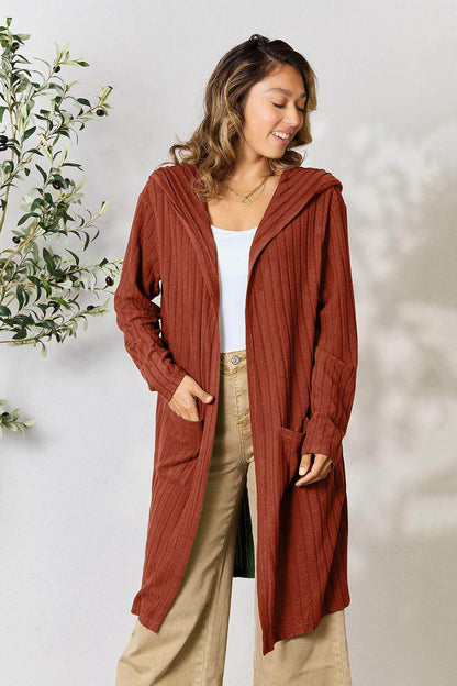 Basic Bae Full Size Hooded Sweater Cardigan for Women