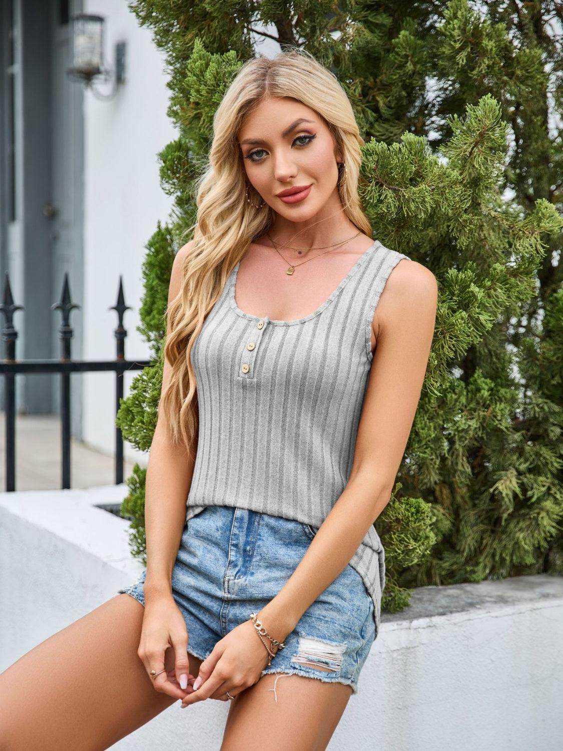 Scoop Neck Wide Strap Tank Top for Comfortable Everyday Wear