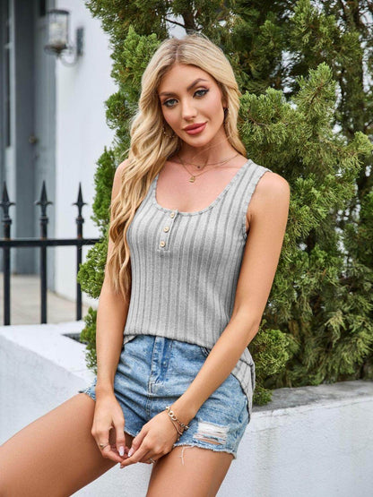 Scoop Neck Wide Strap Tank Top for Comfortable Everyday Wear