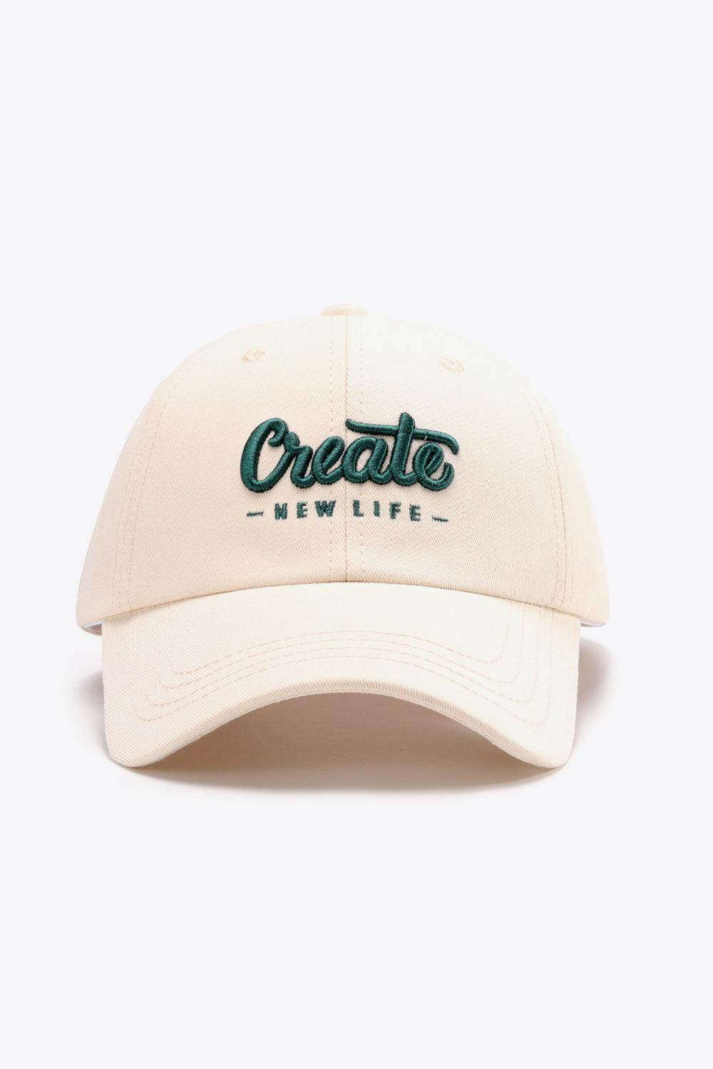 CREATE NEW LIFE Adjustable Cotton Baseball Cap for All Sizes