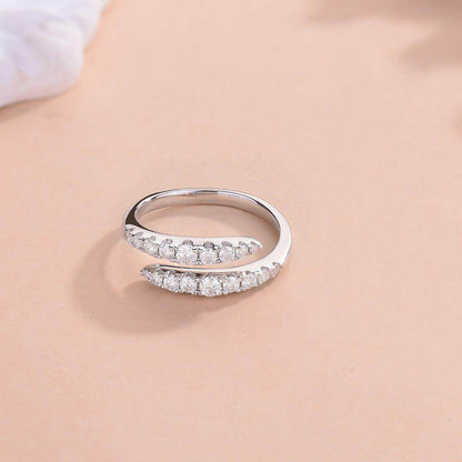 925 Sterling Silver Moissanite Bypass Ring for Women