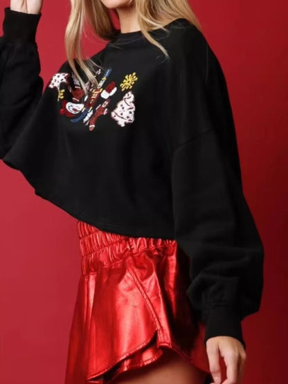 Christmas Sequin Cropped Sweatshirt