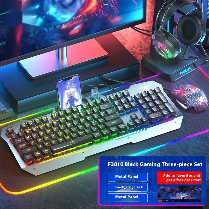 Mechanical Feeling Wired Key Mouse Headset Bundle