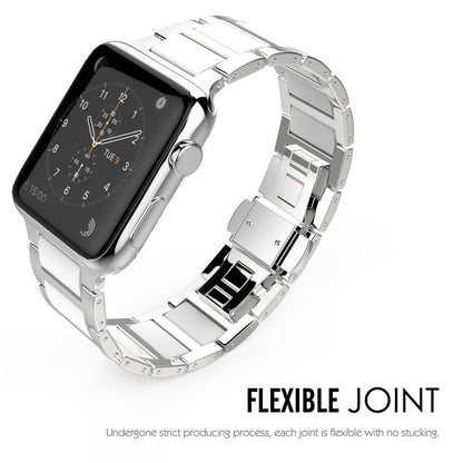 Universal Stainless Steel And Black Ceramics Apple Stainless Steel Strap