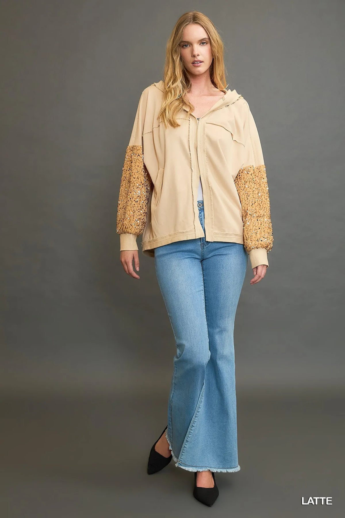 Umgee Sequined French Terry Jacket