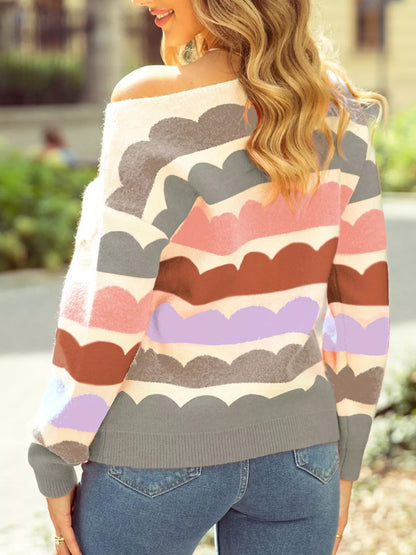 Contrast Boat Neck Sweater