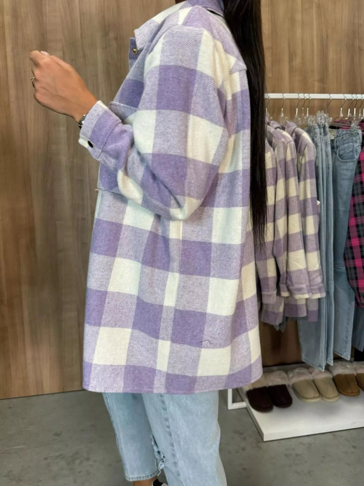 Plaid Button-Down Long Sleeve Shacket