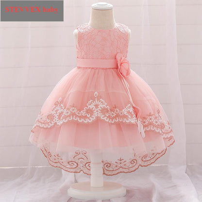 New Baby  Lace  Gown Clothes Embroidered Tail Princess Unique  Dress Perfect Gift For Girls