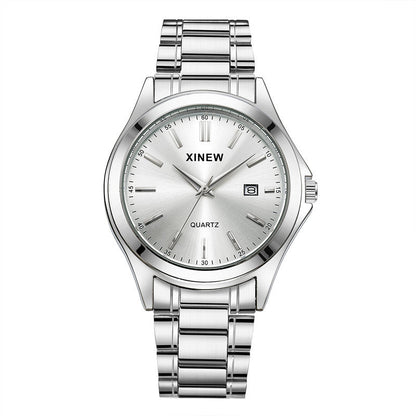 Fashionable Casual Stainless Steel Strap Calendar Quartz Watch