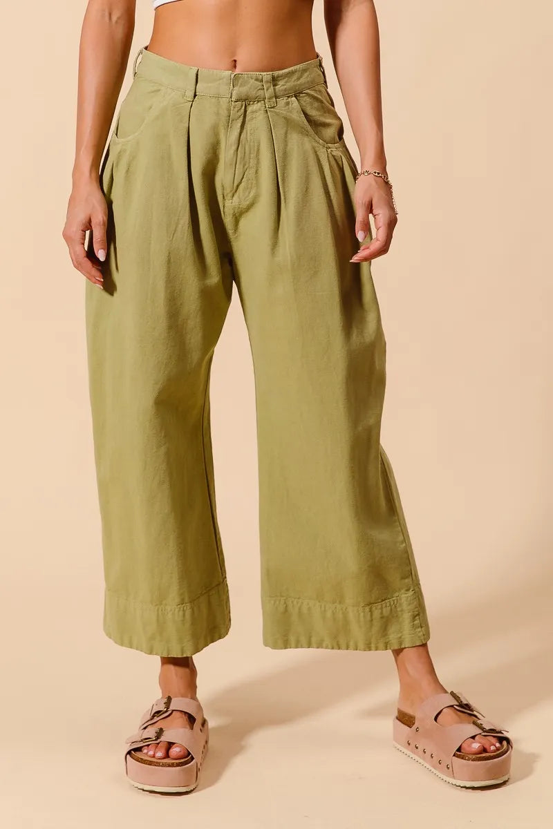 SO ME Mid Rise Wide Leg Chino Pants With Pockets
