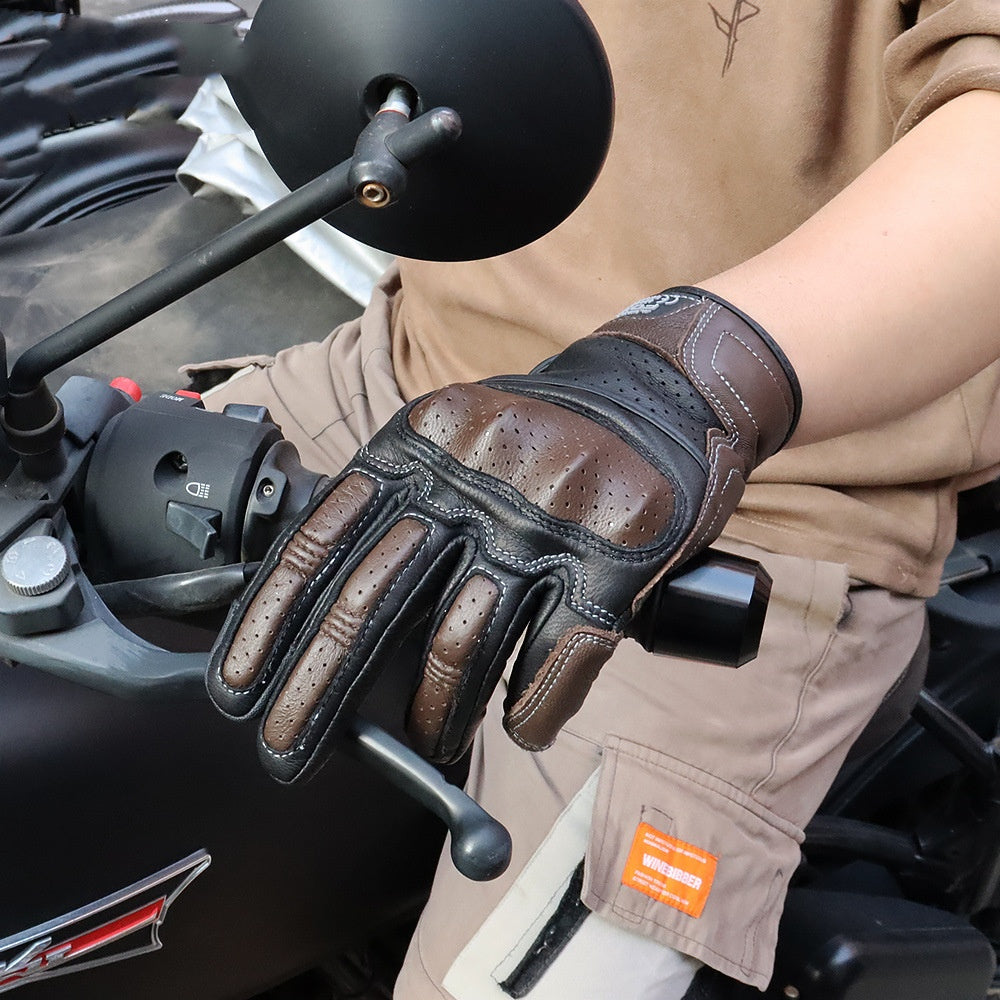 Breathable Touch Screen Motorcycle Riding Leather Gloves Men&