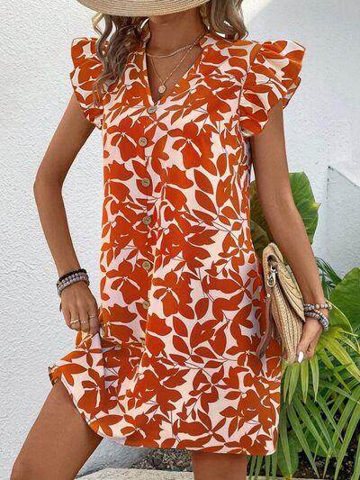 Printed Notched Cap Sleeve Mini Dress for Effortless Style