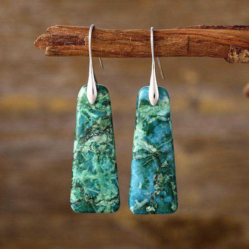 Copper Natural Stone Earrings with Platinum and Gold Plating