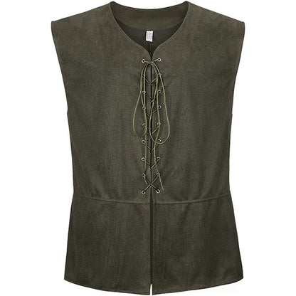 Retro Steampunk Vest Mens Lace-Up Waistcoat