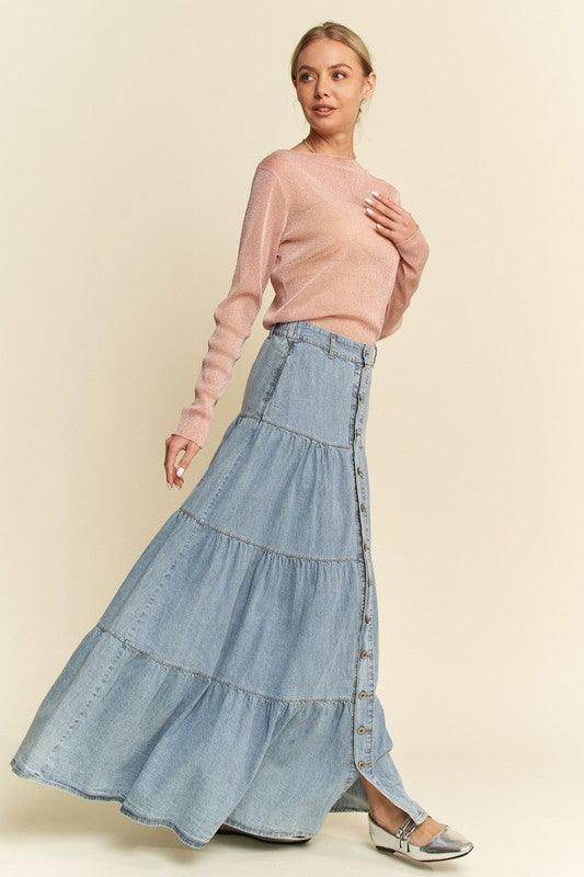 Davi &amp; Dani Glitter Mesh Lettuce Hem Long Sleeve Top Women