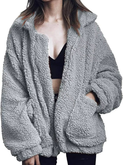 Full Size Cozy Fleece Zip Up Jacket Plus Size