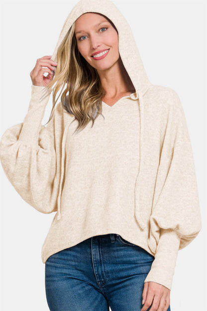 Back To School Sweater - Zenana Brushed Hacci Drop Shoulder Cropped Hoodie