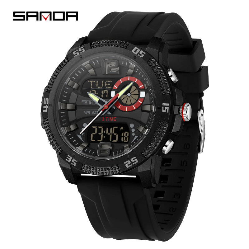 SANDA Mens Electronic Watch Youth Alarm Clock Luminous Sporty