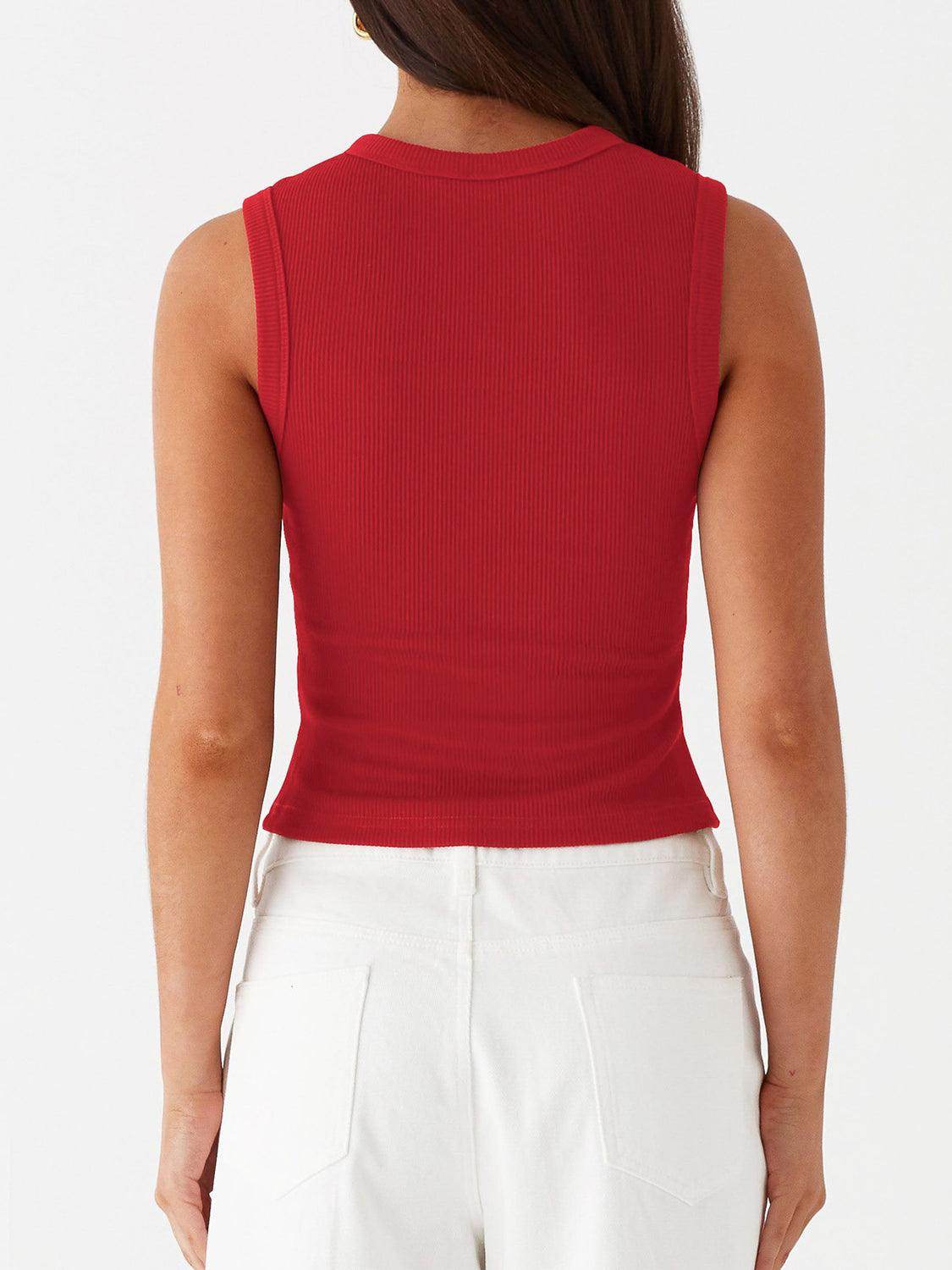 Lovelet Button Up Round Neck Tank for Stylish Comfort