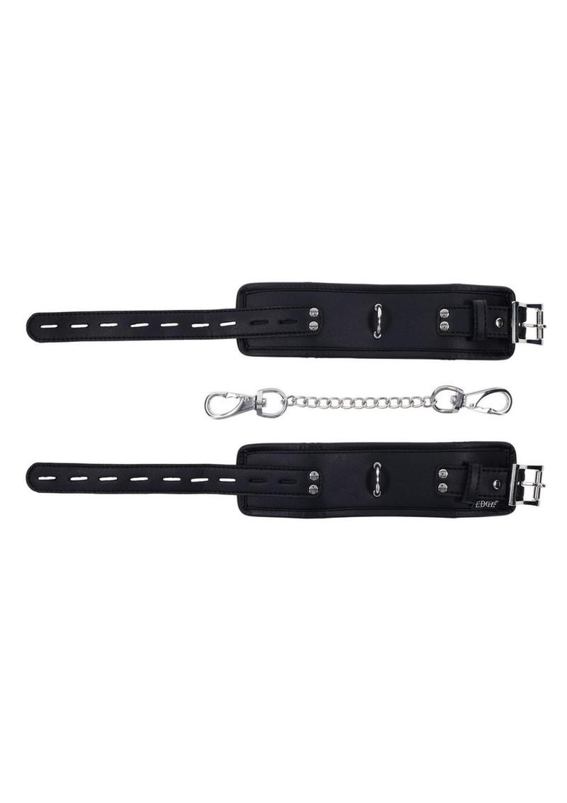 Edge Handcuffs with Chain Adjustable Black Bondage Restraints