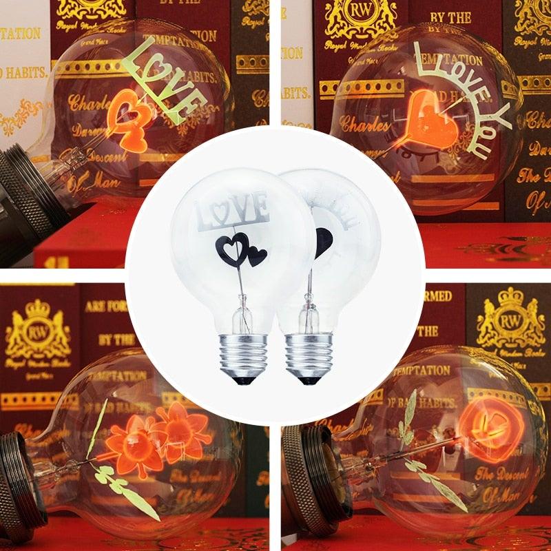 Edison Bulb Indoor Night Light Rose  Flower  Holiday Christmas Wedding Decor Bulbs High Brightness Daylight White Antique LED Filament Bulbs For Home Decor Party