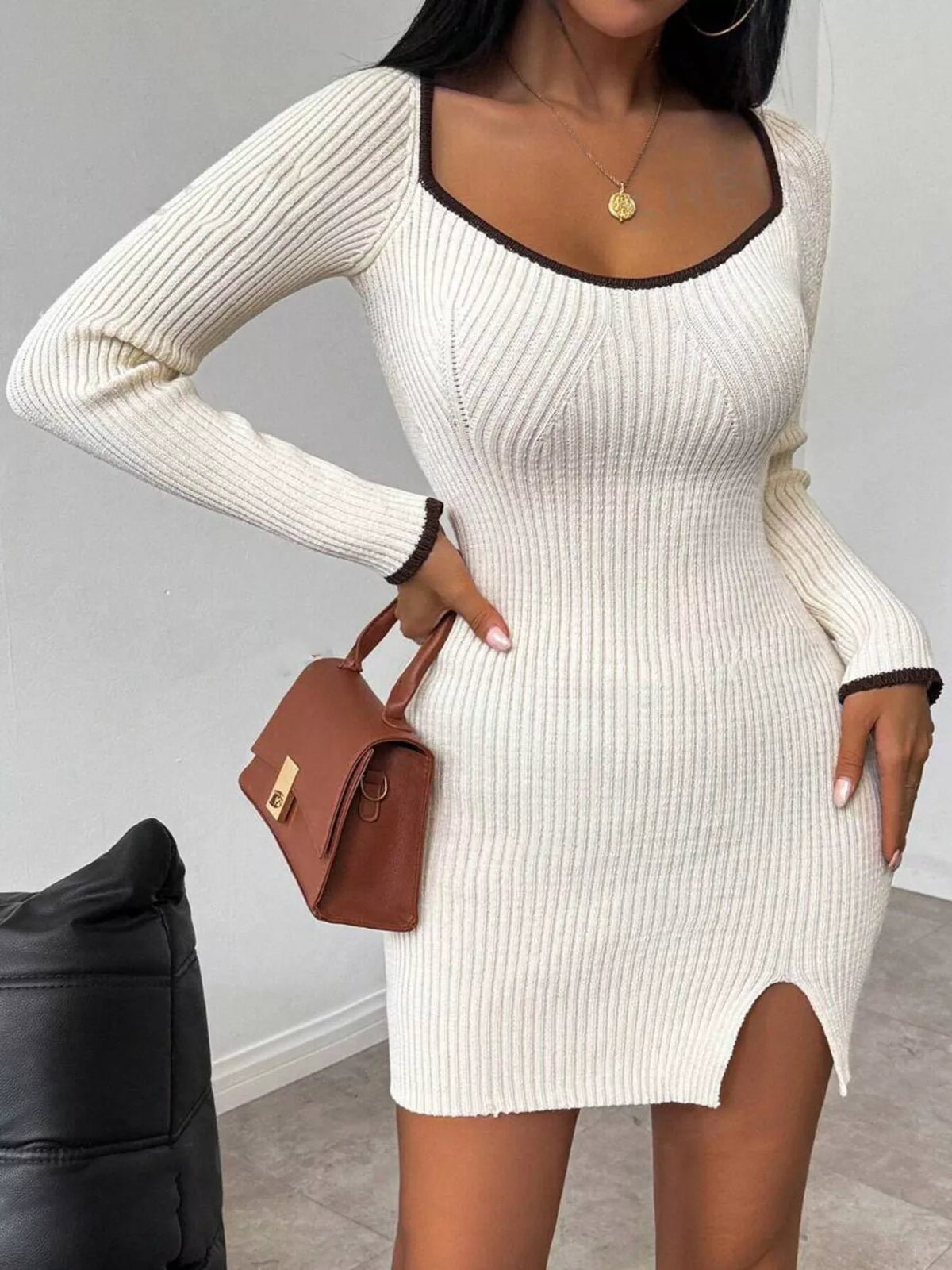 Ribbed Knit Bodycon Sweater Dress