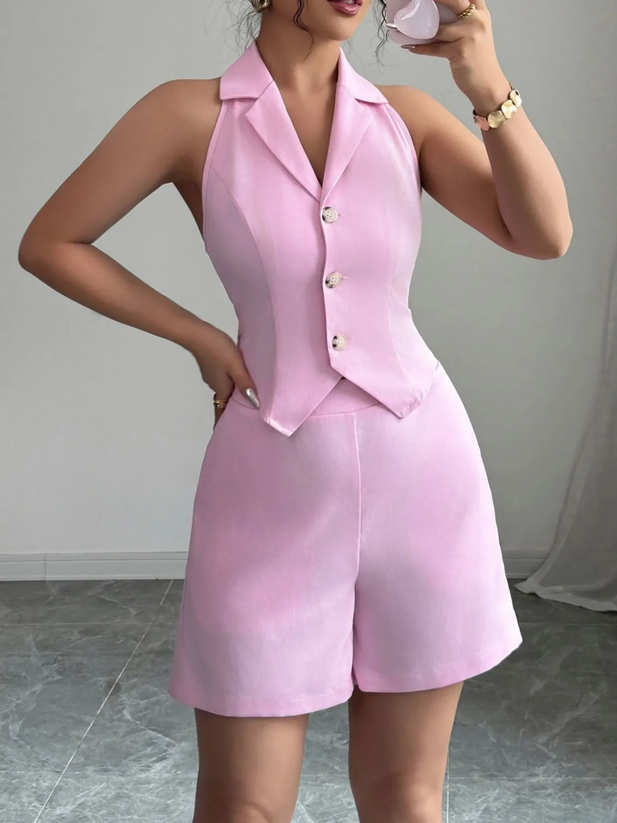 Sleeveless Vest and Shorts Set