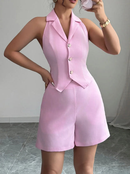 Sleeveless Vest and Shorts Set