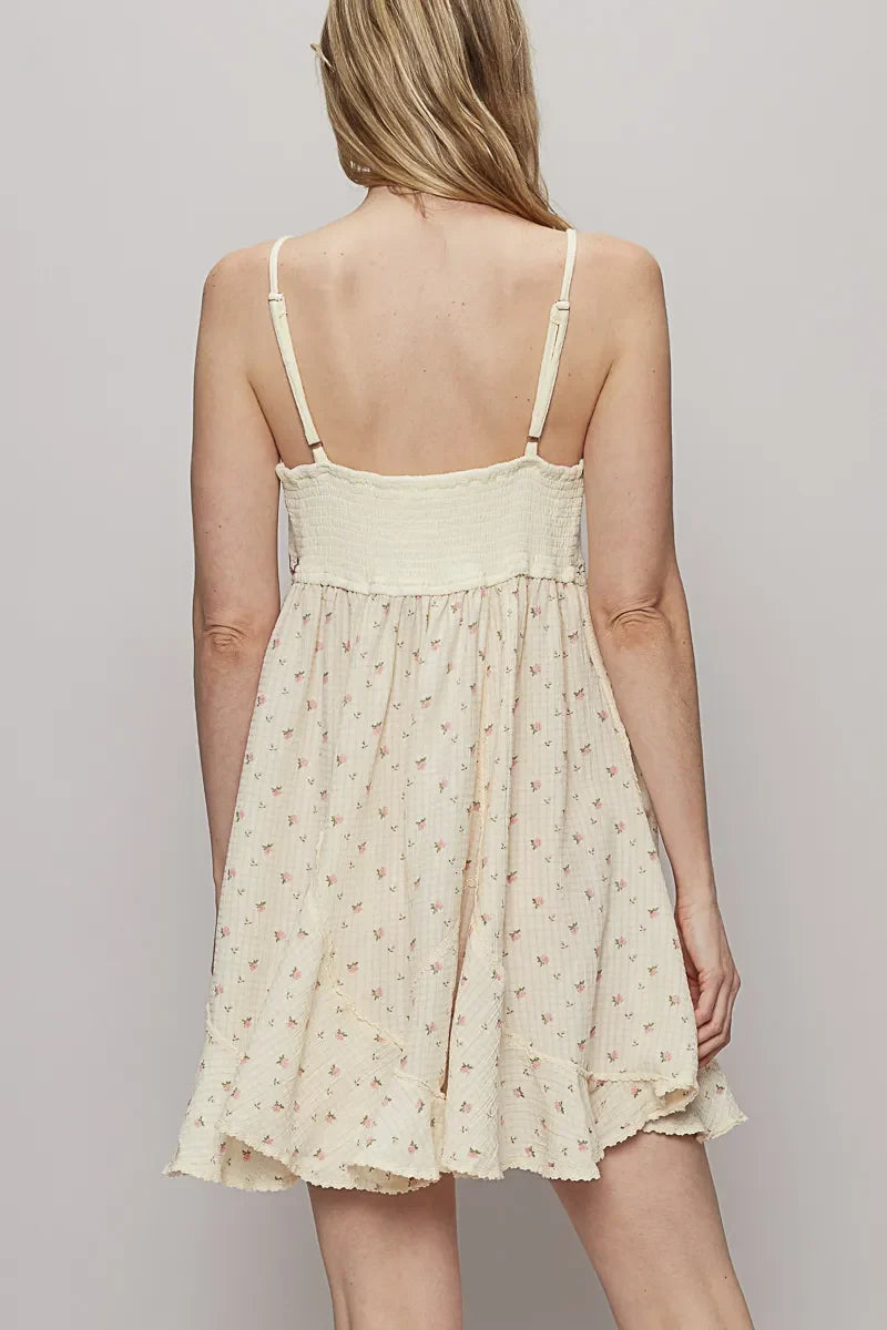 POL Ruffled Hem Floral Print Cami Mini Dress