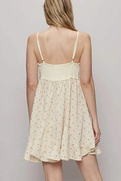 POL Ruffled Hem Floral Print Cami Mini Dress