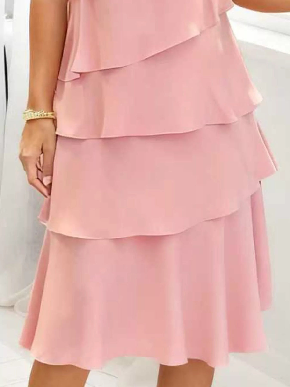 Full Size Ruffled Layered Petal Sleeve Dress Plus Size