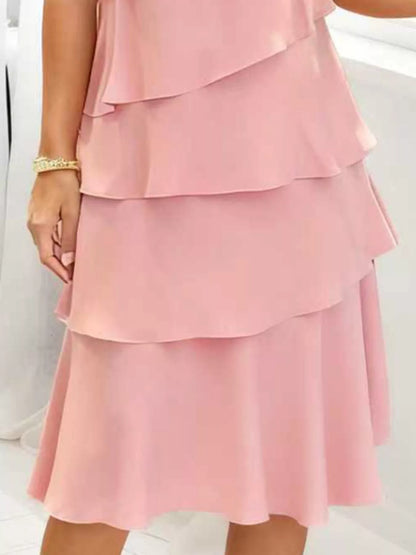Full Size Ruffled Layered Petal Sleeve Dress Plus Size