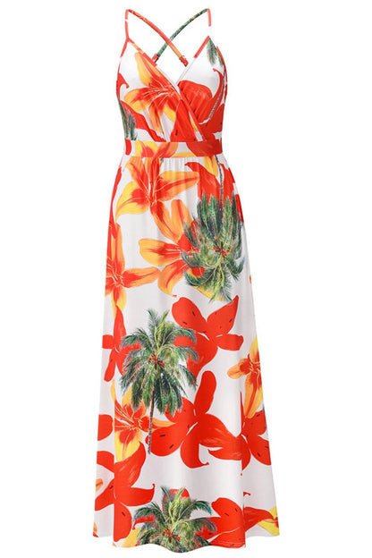 Crisscross Printed Surplice Cami Dress For Women