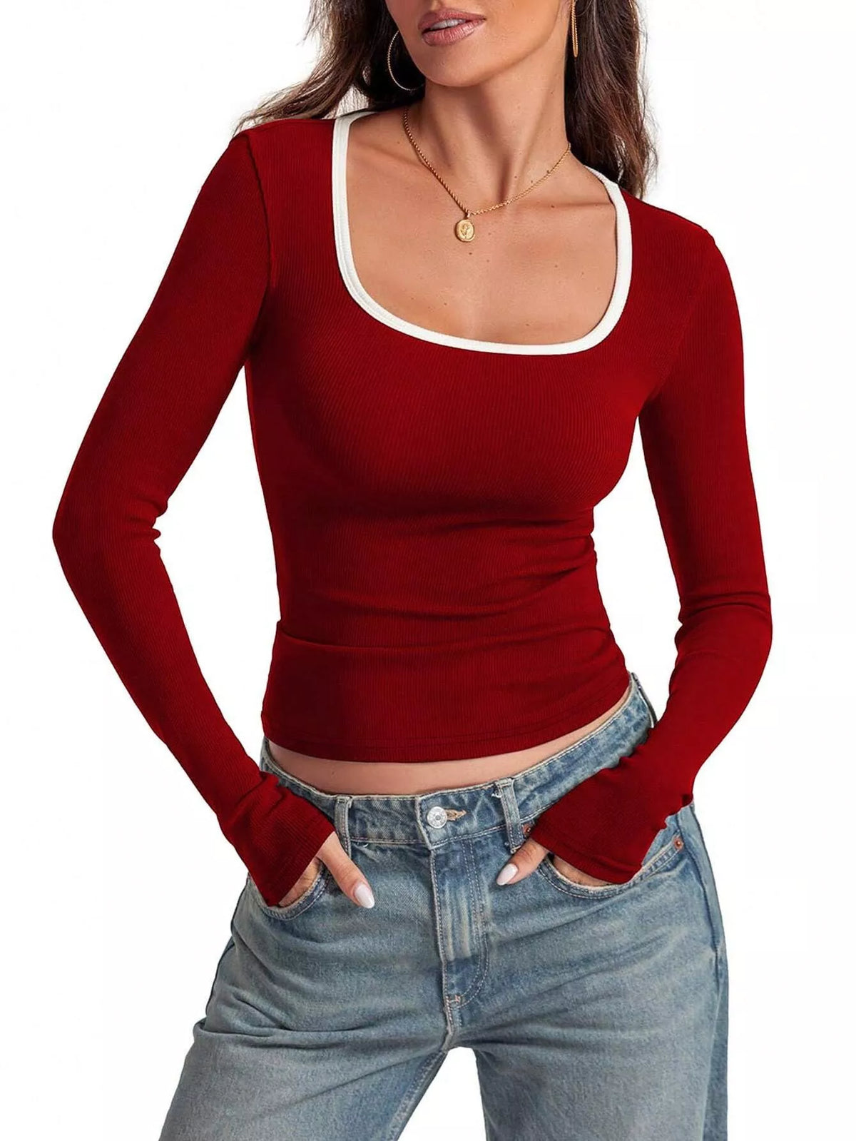 Scoop Neck Long Sleeve T-Shirt