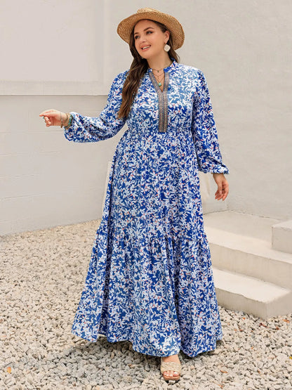Plus Size Floral Print Bohemian Maxi Dress