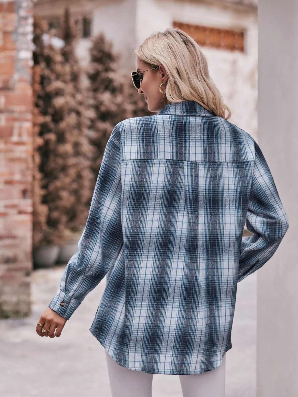 Plaid Button-Down Long Sleeve Shirt