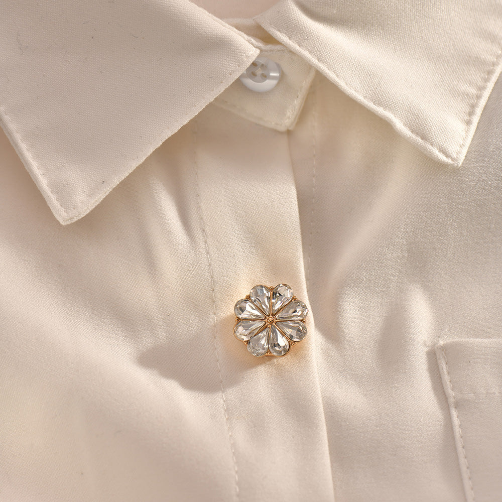 European And American Fashion Shirt Flower Rhinestone Cufflinks Lady Temperament