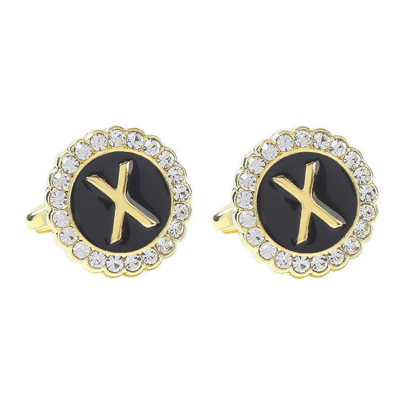 Round Diamond French Cufflinks Men&