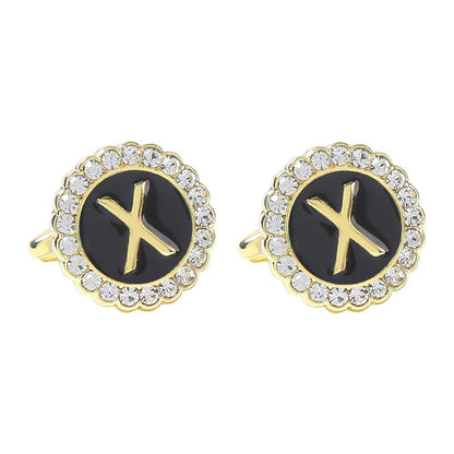 Round Diamond French Cufflinks Men&