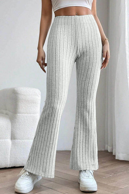 Basic Bae Full Size Ribbed High Waist Flare Pants for Women