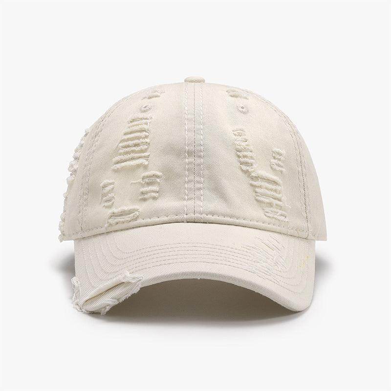 Distressed Adjustable Cotton Baseball Cap for Everyday Wear