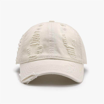Distressed Adjustable Cotton Baseball Cap for Everyday Wear