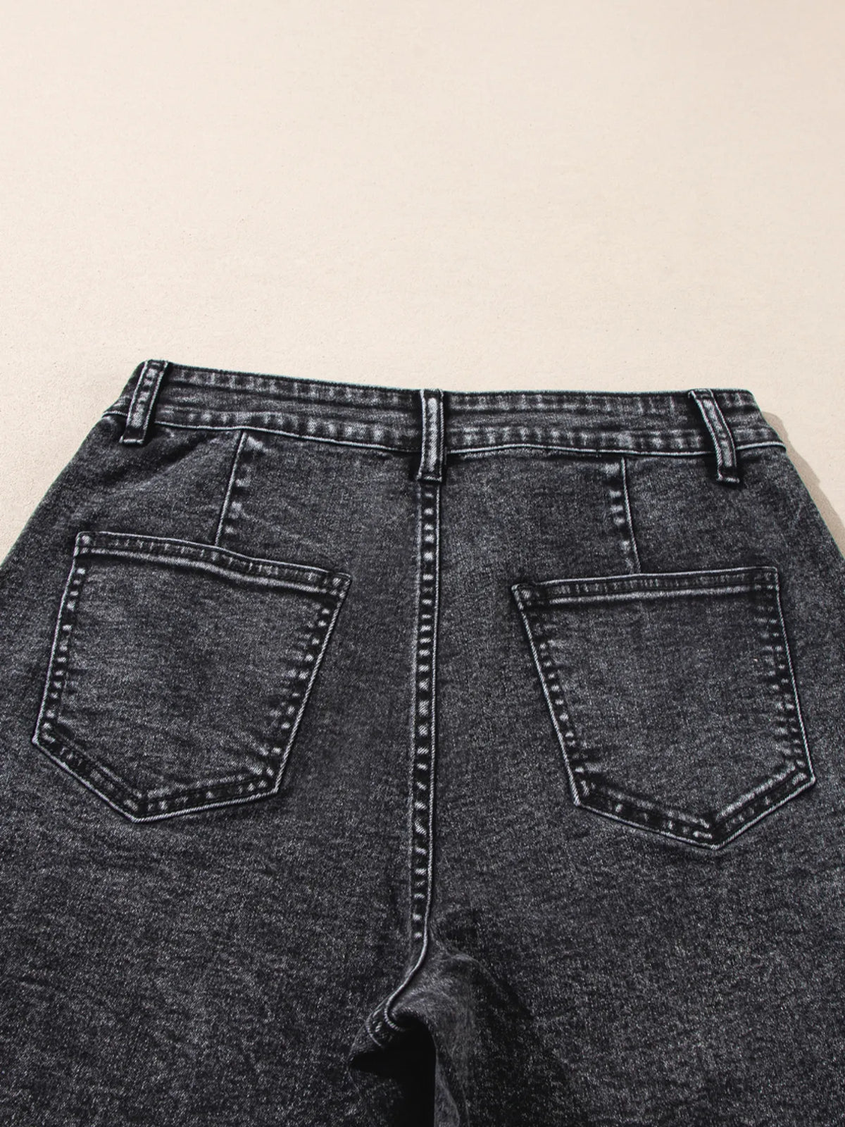 High-Waisted Wide Leg Washed Jeans