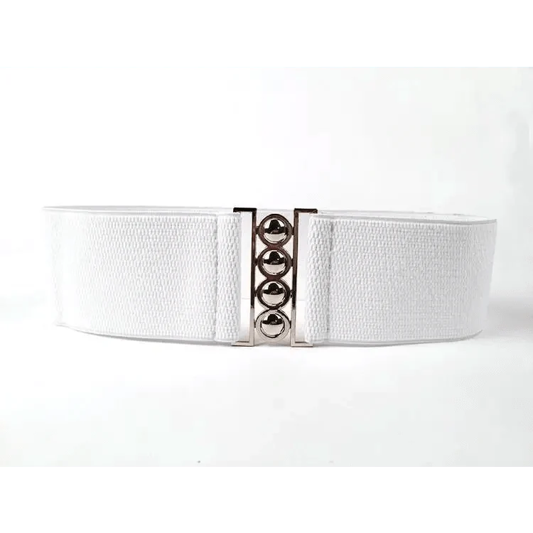 Elastic Wide Strap Plus Size Belts For Women Classic Party And Casual Dress Metal Snap Button Belts For Women
