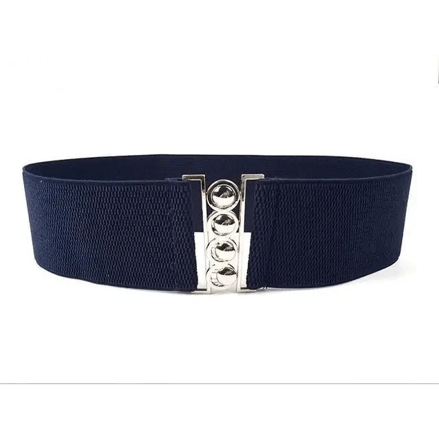 Elastic Wide Strap Plus Size Belts For Women Classic Party And Casual Dress Metal Snap Button Belts For Women